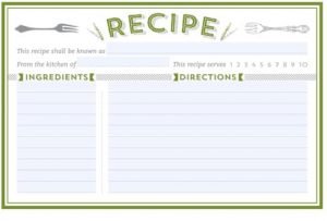 recipe or outline